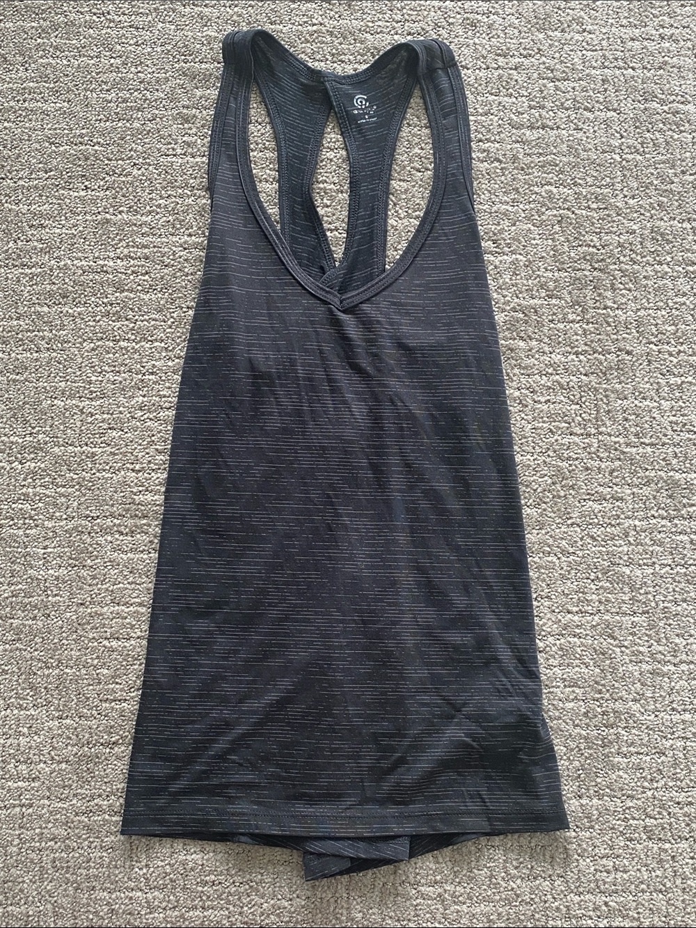 Champion Black Racerback Tank Top with Subtle Stripe